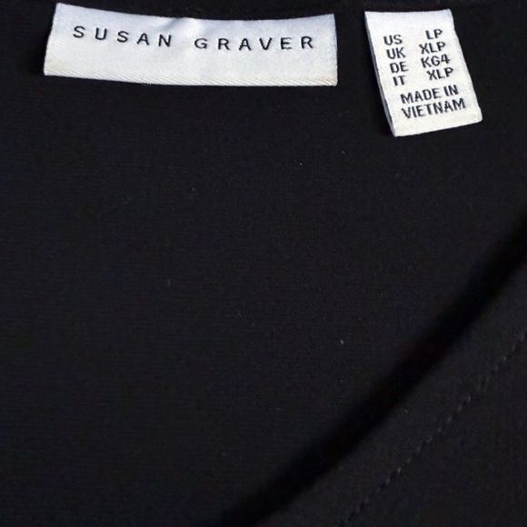 Susan Graver Black Liquid Knit Maxi Dress Gold Snap Side Slit LP Large Petite - Picture 6 of 9